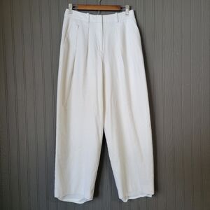 Theory Double Pleated Wide Leg Trouser Pants Lined White Women's Size 4